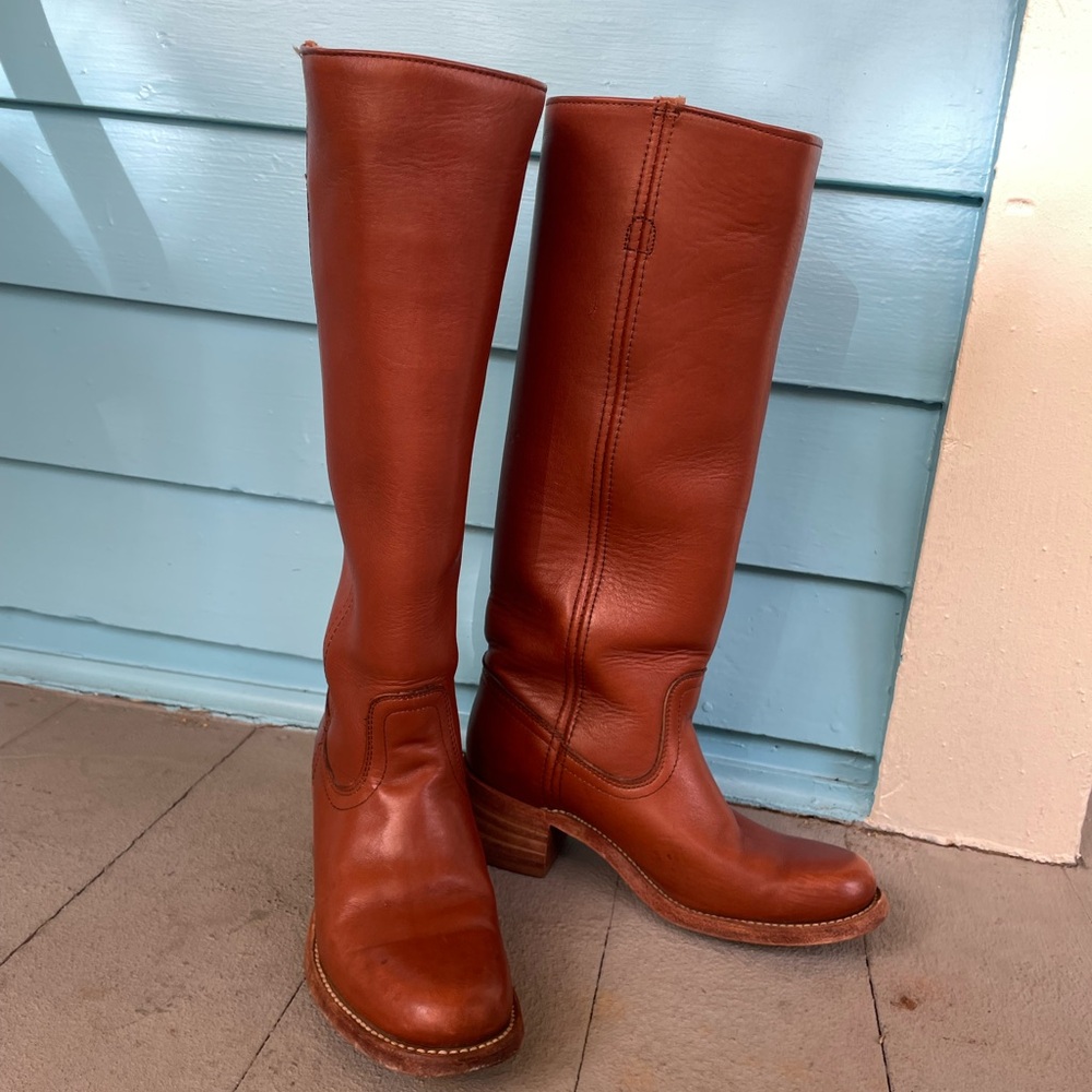 Frye Women's Tan Leather Heeled Boots